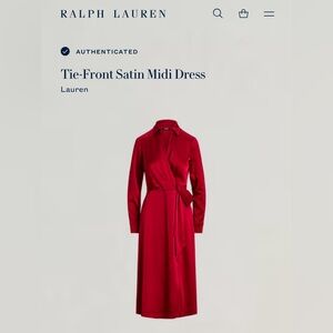Red Satin Ralph Lauren Midi Dress